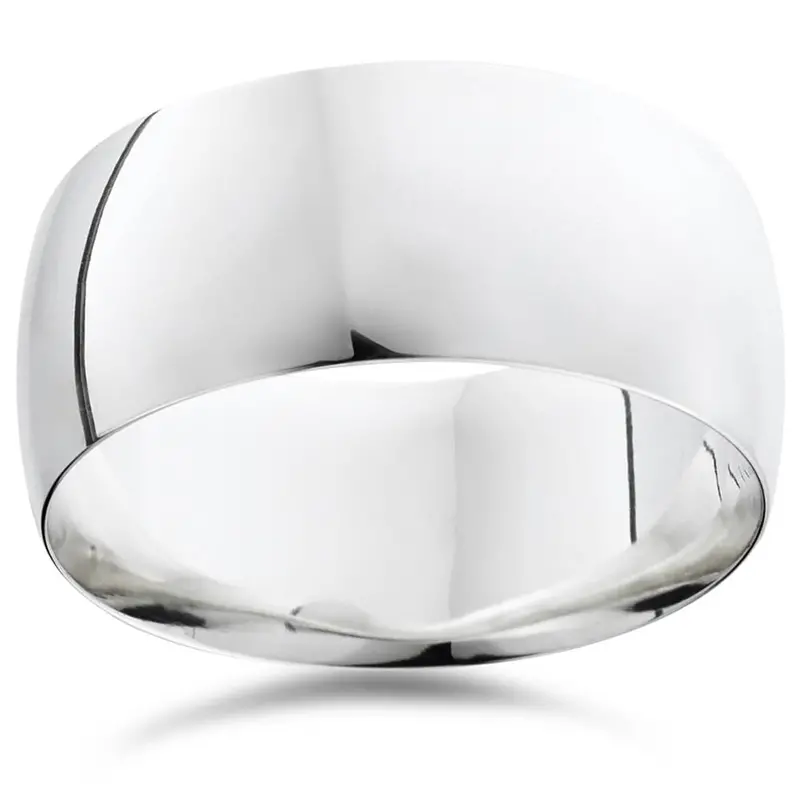 10Mm Dome High Polished Wedding Band 14K White Gold Size Selectable 1