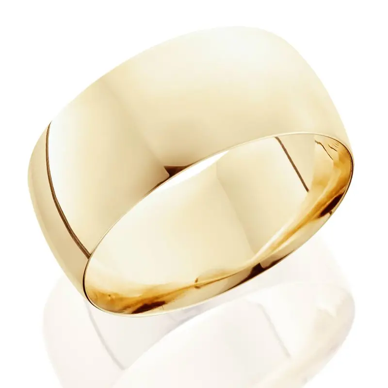 10Mm Dome High Polished Wedding Band 14K Yellow Gold Size Selectable 1