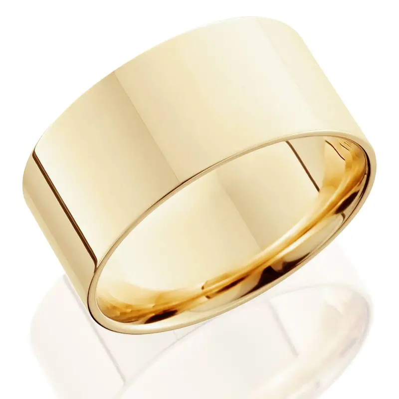 10Mm Flat High Polished Wedding Band 10K Yellow Gold Size Selectable 1