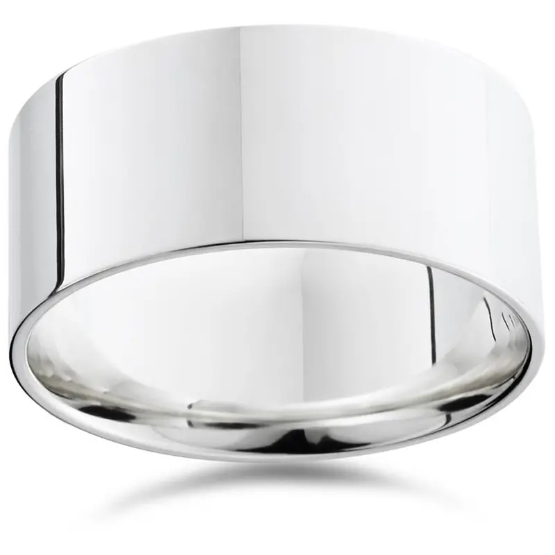 10Mm Flat High Polished Wedding Band 950 Platinum Size Selectable 1