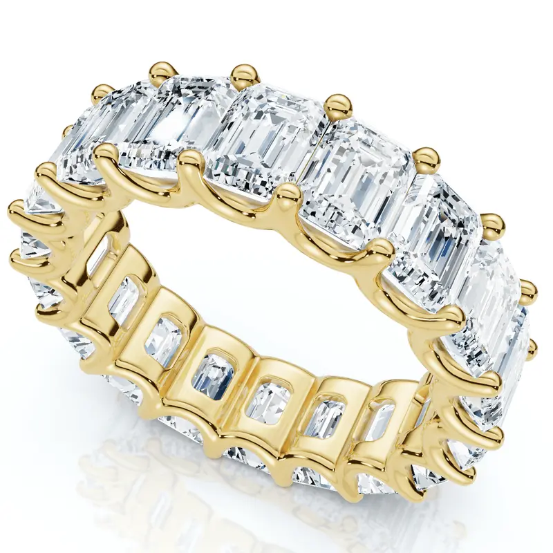 11 1/2Ct Emerald Cut Diamond Eternity Ring Gold Or Platinum Band Lab Grown 1