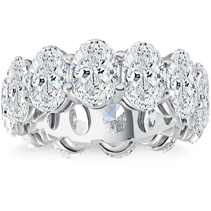 12 1/2Ct Oval Diamond Eternity Ring 14K Gold Lab Grown 1