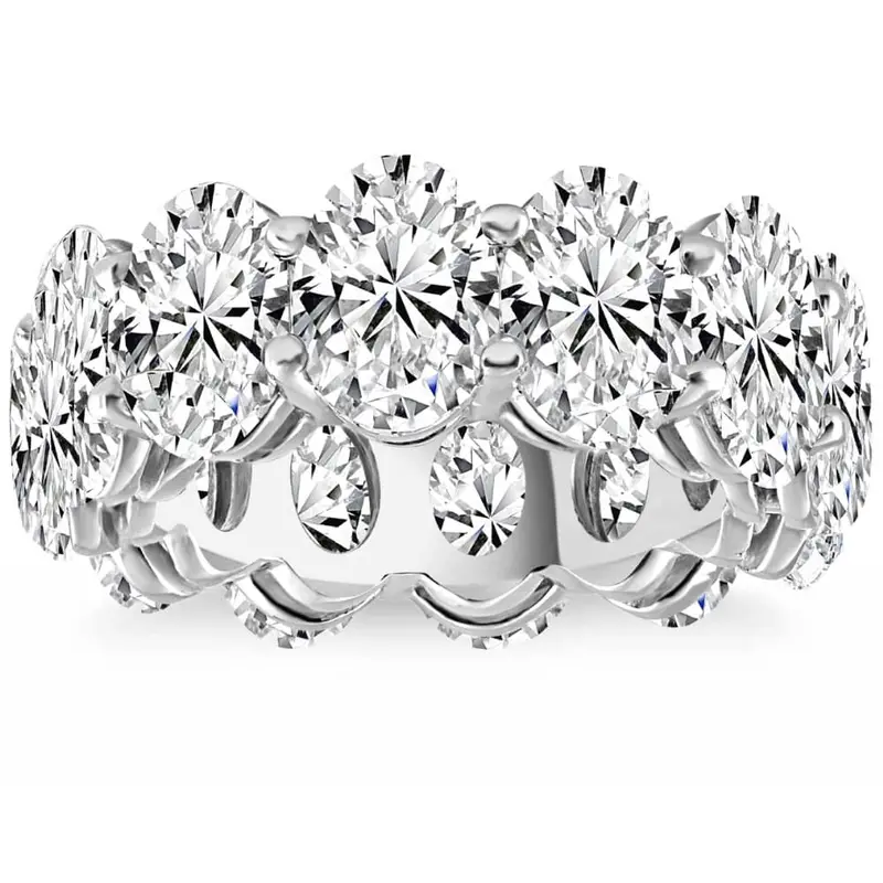 12.50Ct Oval Moissanite Eternity Wedding Anniversary Women's Ring 14K Gold 1