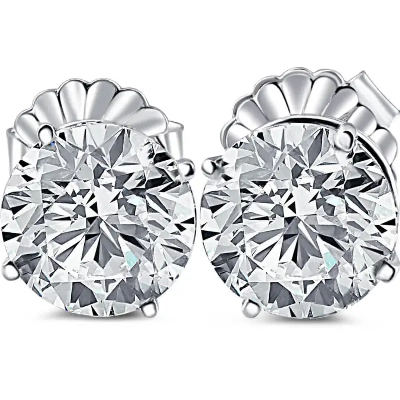 12Ct Certified Lab Grown Diamond Studs In 14K White Gold 1