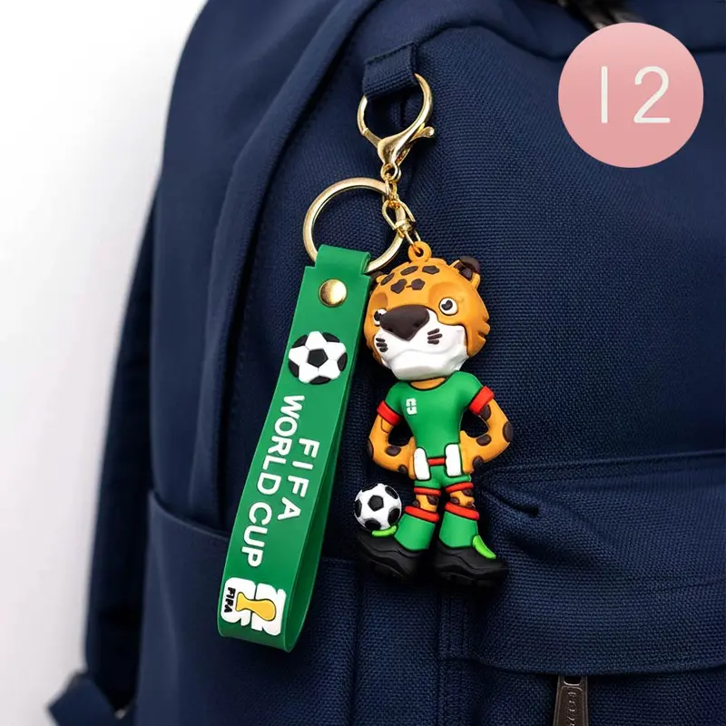 12Pcs - Fifa World Cup 2026 Mexico Soccer Leopard Character Figure Strap Keychains 1
