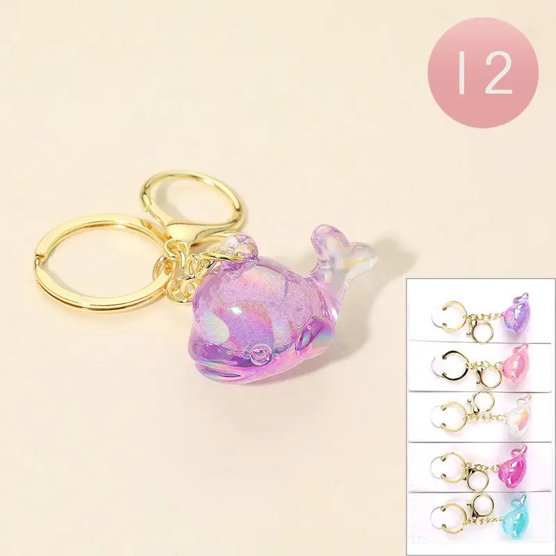 12Pcs - Iridescent Dolphin Charm Keychain Bag Charms 1