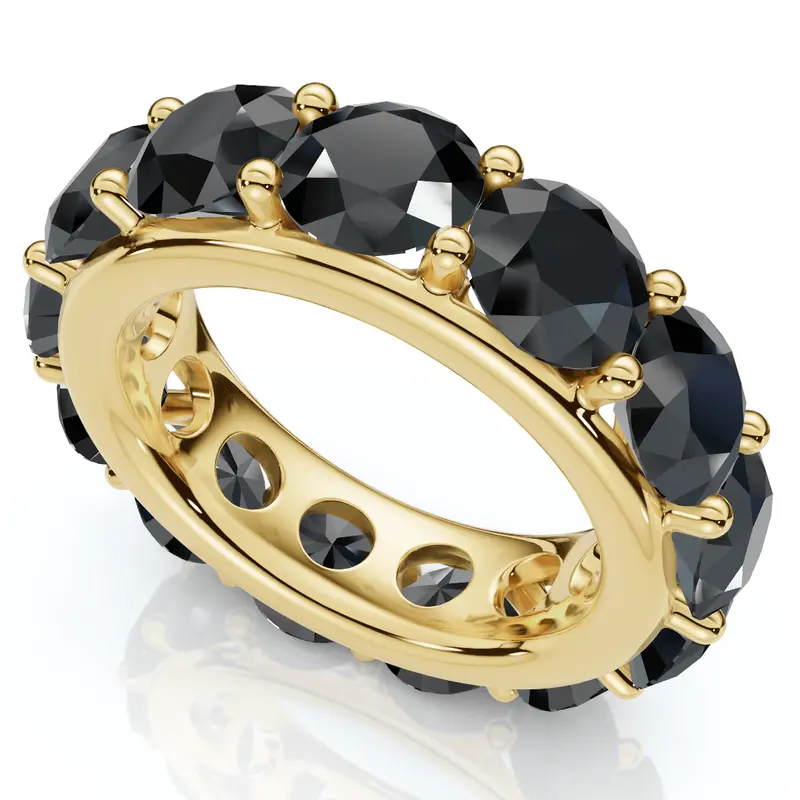 13Ct Black Diamond Eternity Ring 10K Gold Lab Grown 1