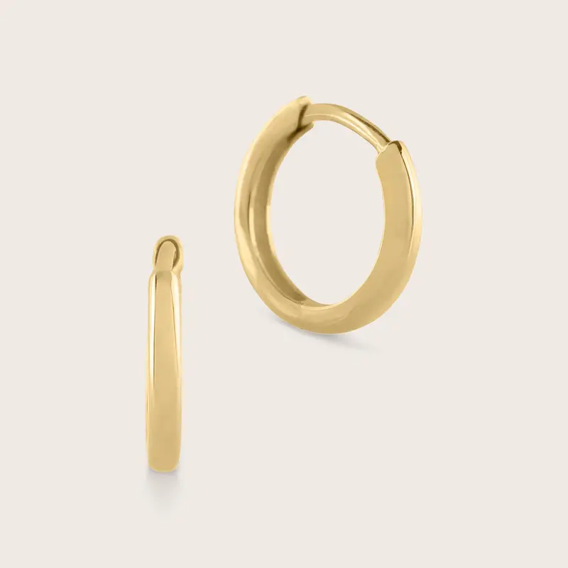 14K Gold Domed Huggie Hoop Earrings – Small (10Mm) 1