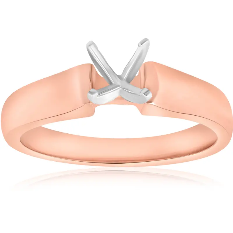 14K Rose Gold Solitaire Ring Engagement Setting Mounting Solitaire Size Selectable 1