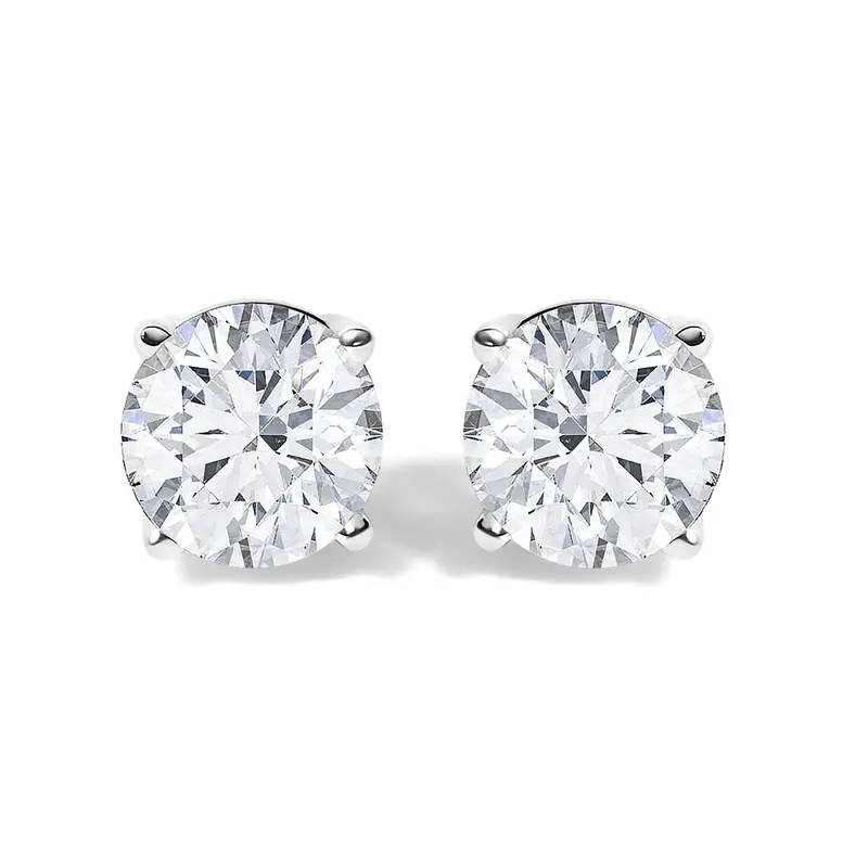14K White Gold 1 1/10 Cttw Round Diamond Solitaire Stud Earrings 1