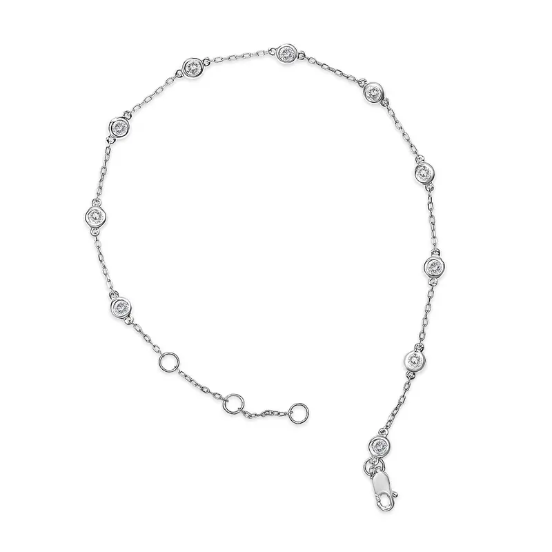 14K White Gold 1/2 Cttw Diamond By Yard Bracelet 1