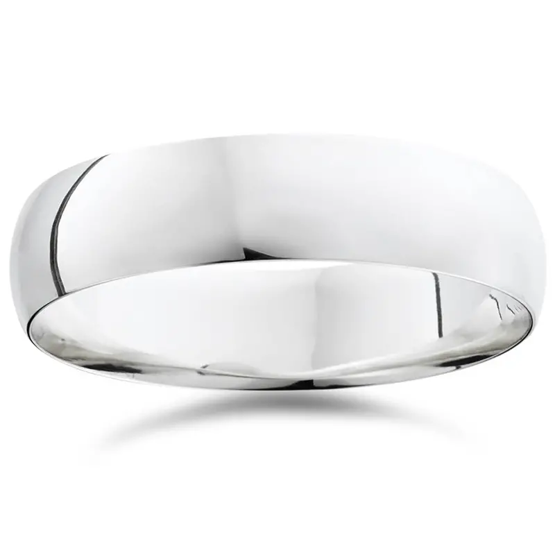 14K White Gold Comfort Fit Plain Wedding Band Ring 6Mm Wide Size Selectable 1