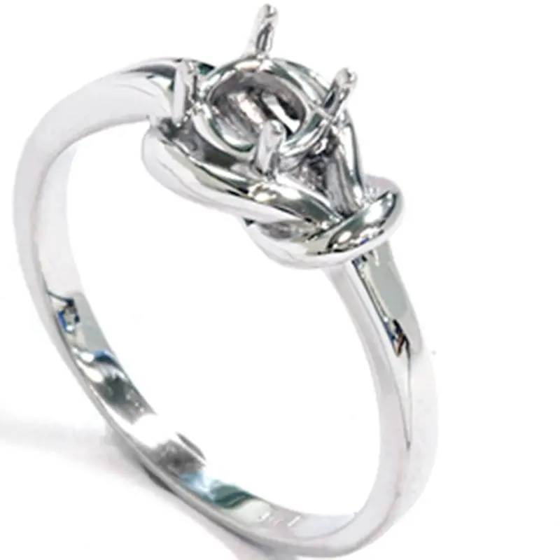 14K White Gold Knot Solitaire Engagement Ring Setting Size Selectable 1