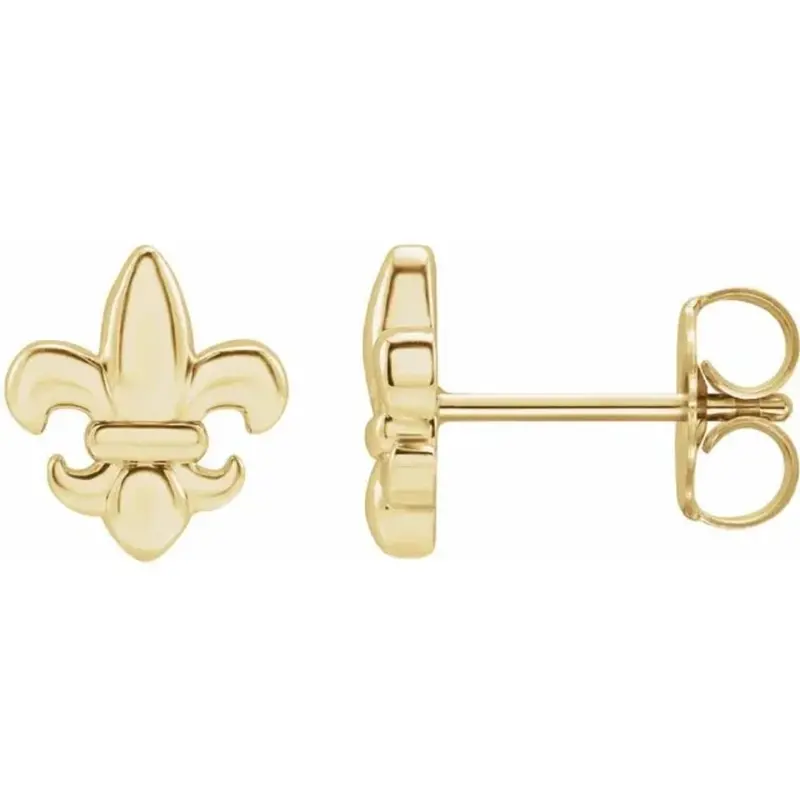 14K White Or Yellow Fleur-De-Lis Earrings 1