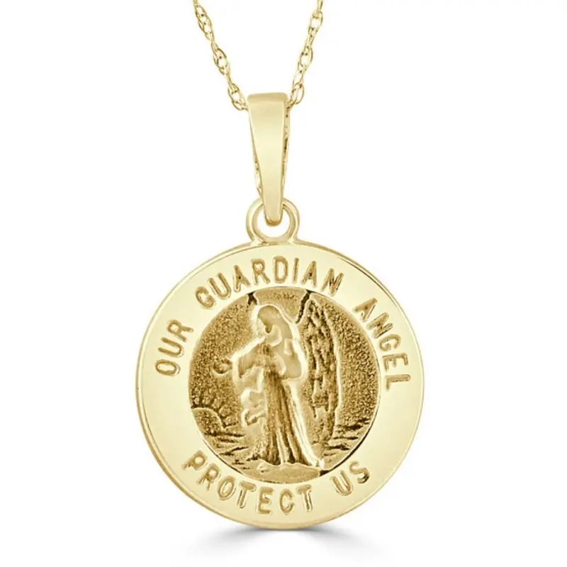 14K White Or Yellow Gold Gold Our Guardian Angle Pendant Necklace 14.5Mm Tall 1