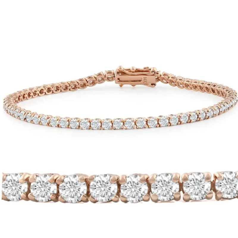 14K White, Rose, Or Yellow Gold Round Diamond Tennis Bracelet 5Cttw 7" Women's 1