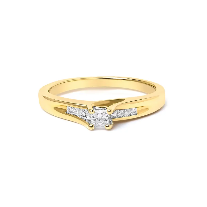 14K Yellow Gold 1/4 Cttw Princess Cut Diamond Engagement Ring 1