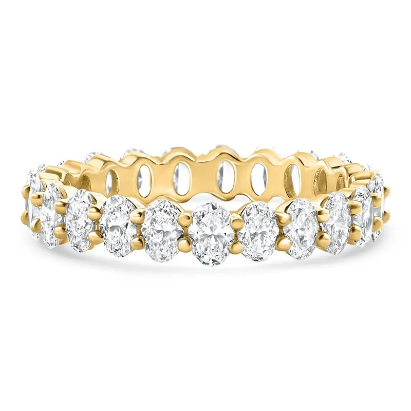 14K Yellow Gold 2.25Ct Oval Lab Diamond Eternity Ring Size: 7 1