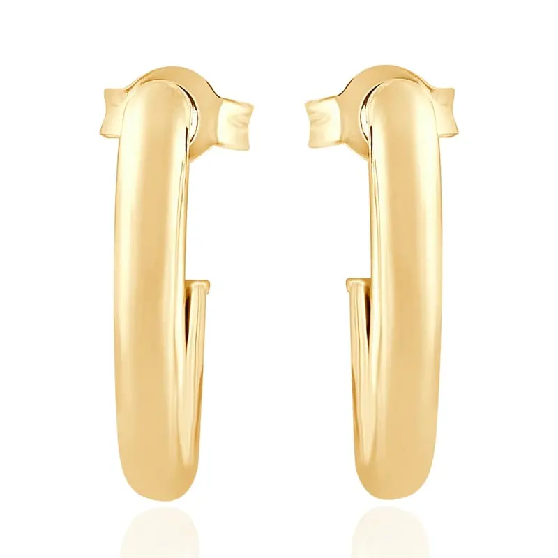 14K Yellow Gold 3Mm Small Women's Hoop Earrings .5"  Tall 1 Grams 1