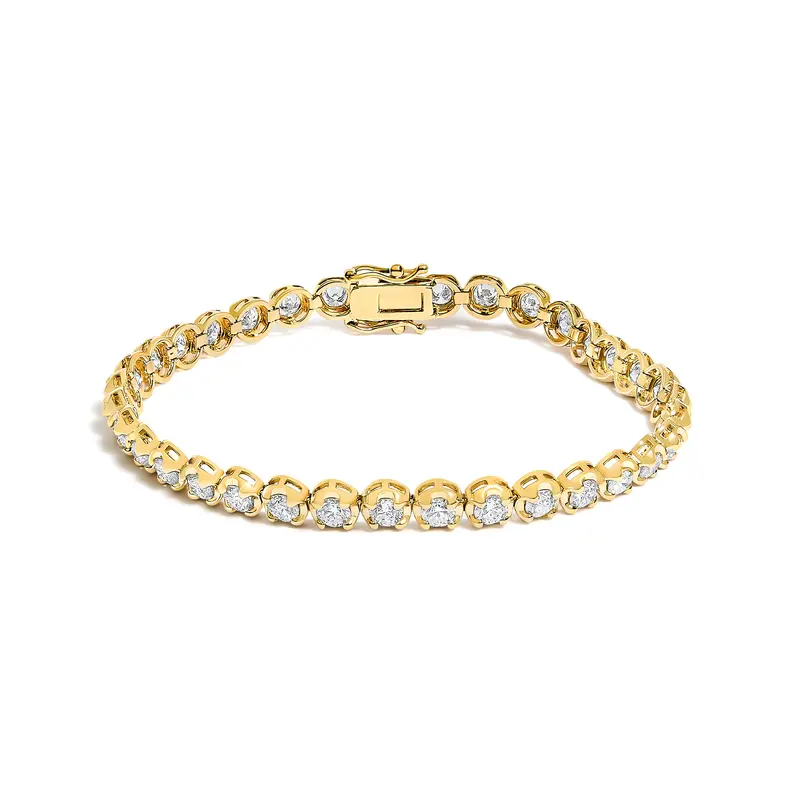14K Yellow Gold 5.0 Cttw Diamond Scalloped Link Tennis Bracelet 1