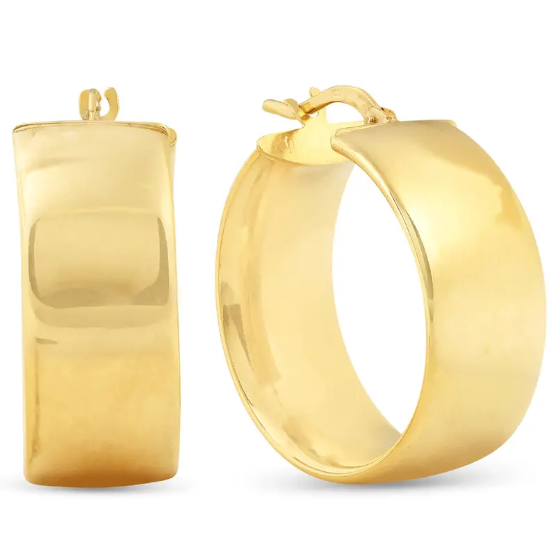 14K Yellow Gold Classic High Polished 19Mm Womens Hoops Earrings 1