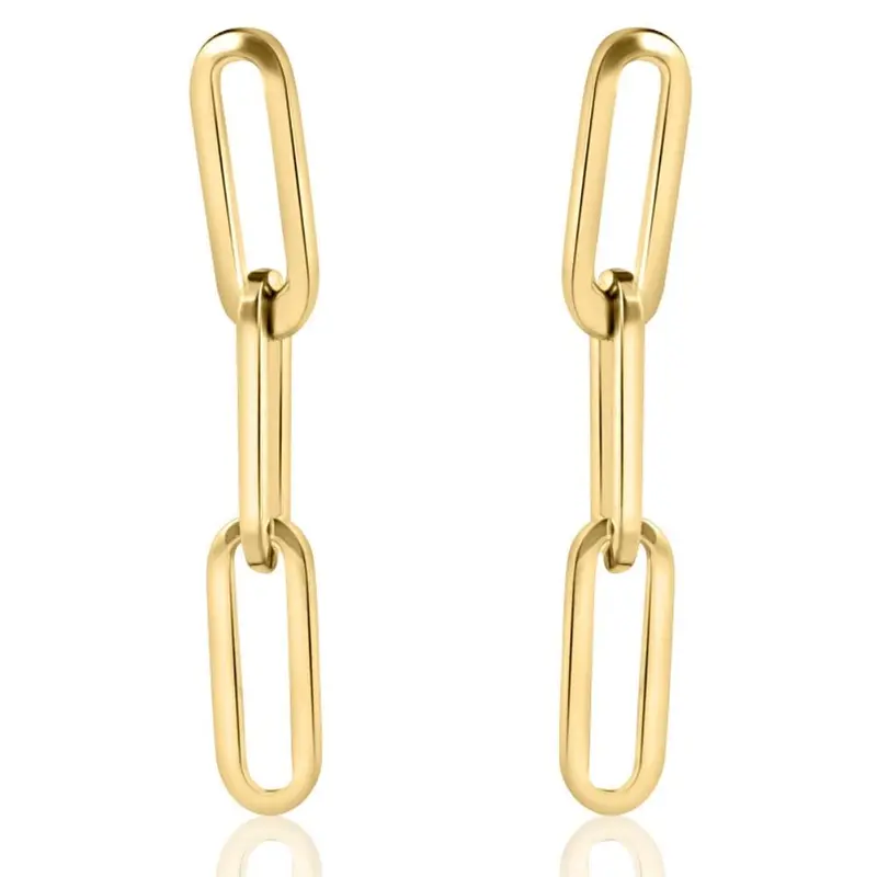 14K Yellow Gold Clip Dangle Women's Earrings 3/4" Tall 1