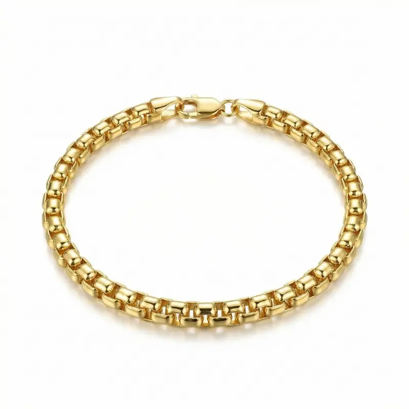 14K Yellow Gold Filled 3.5-Mm Round Box Link Chain Bracelet 1
