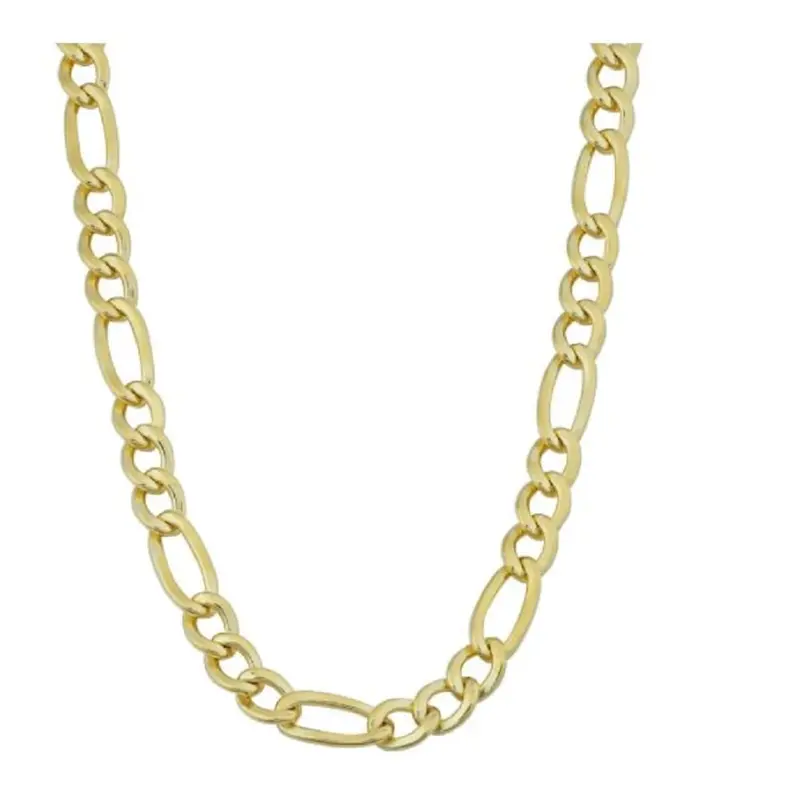 14K Yellow Gold Filled Mens High Polish Solid Figaro Link Necklace 1