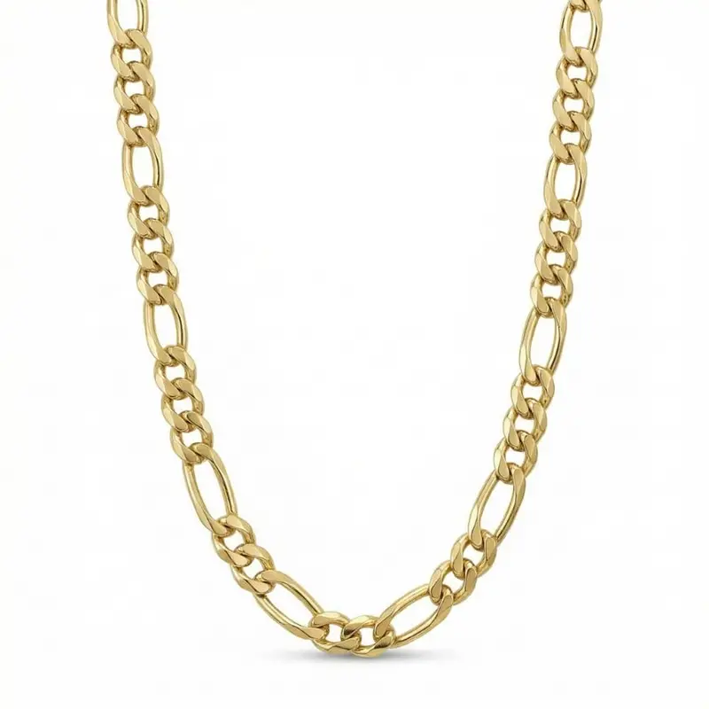 14K Yellow Gold-Filled Solid Figaro Link Chain Necklace 1