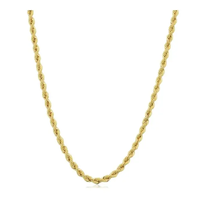 14K Yellow Gold Filled Unisex 2.10 Millimeter Rope Chain Necklace 1