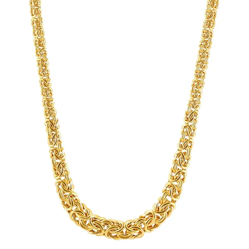 14K Yellow Gold Plated Heavy Silver 17" Byzantine Chain Women's Necklace 1