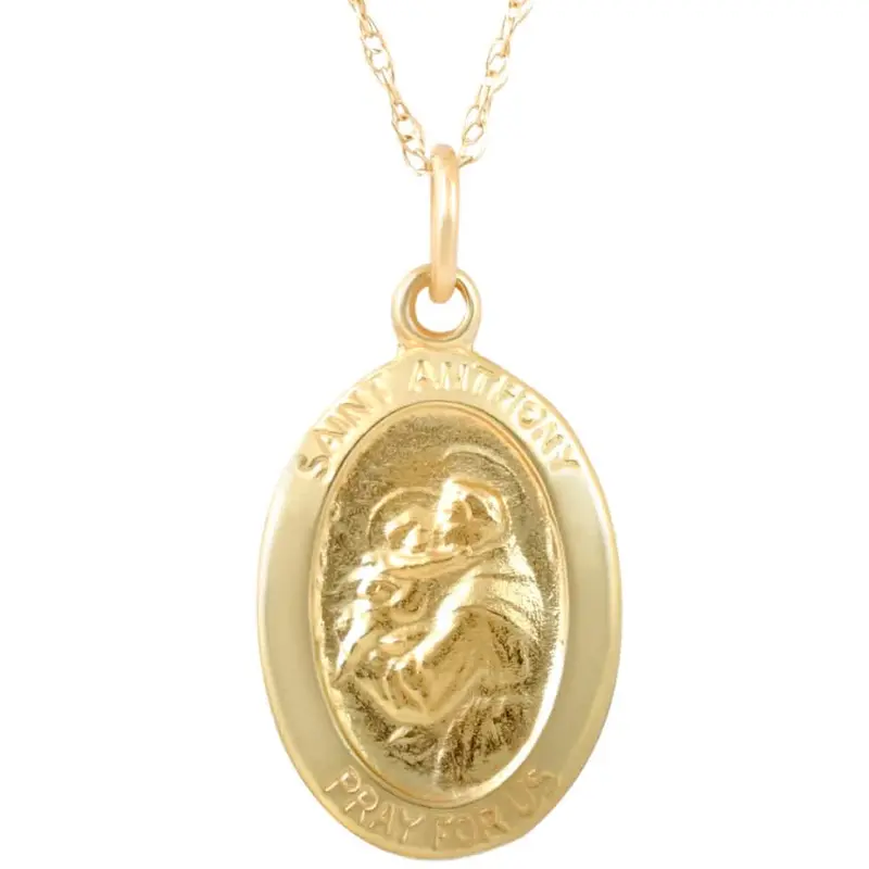 14K Yellow Gold St. Anthony Medal Pendant .5" Tall 1.5 Grams 1