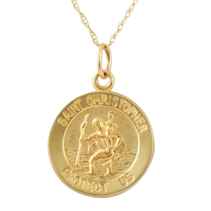 14K Yellow Gold St. Joseph Medal Pendant .5" Tall 1.5 Grams 1