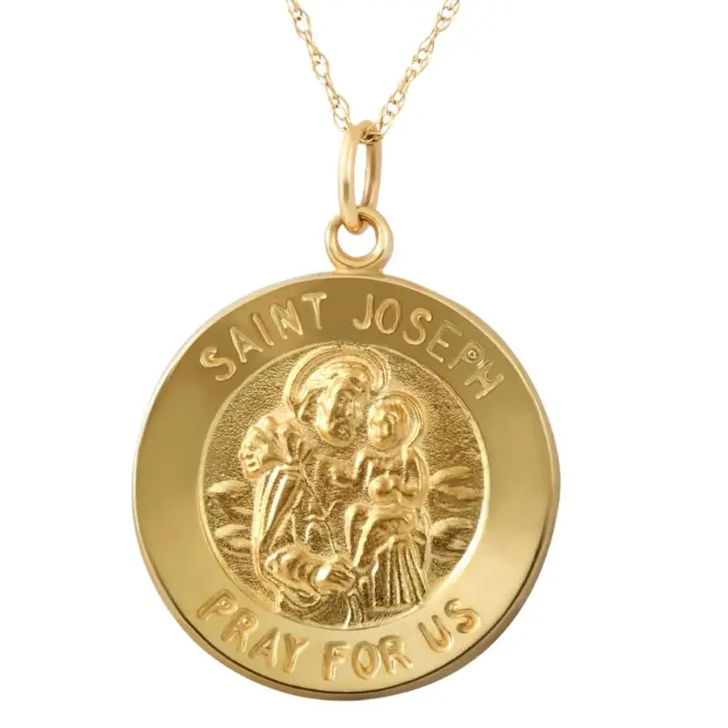 14K Yellow Gold St. Joseph Medal Pendant .5" Tall 2.5 Grams 1
