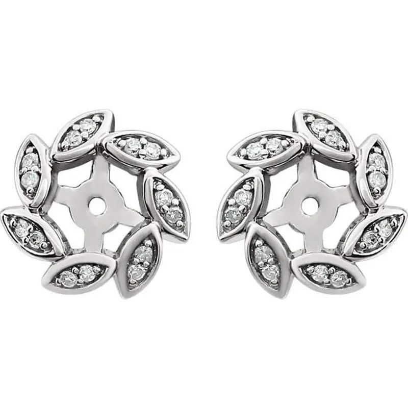 14Kt White 1/10 Ctw Diamond Earring Jackets (Up To 4Mm) 1