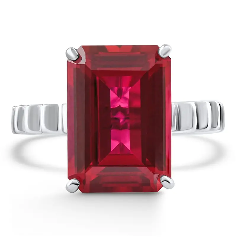 14X10mm Ruby Jasmine Ring 14K White Gold Lab Grown 1