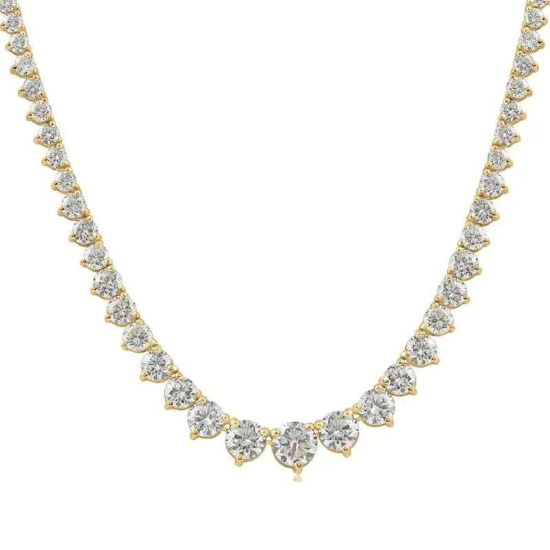 15.80Ct Certified Diamond Tennis Necklace 18K Yellow Gold Lab Grown (F-G,Vs2-I1) 1