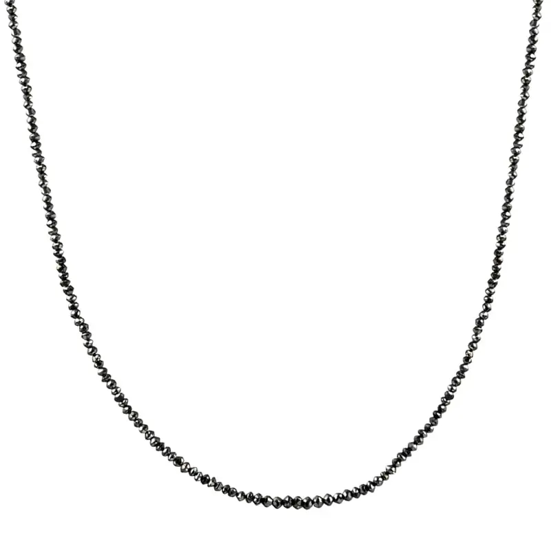 15Ct Tw Black Diamond Necklace 16" With 2" Extended 18K White Gold 1
