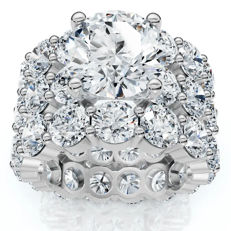 15Ct Tw Diamond Eternity Engagement Wedding Ring Set 14K White Gold Lab Grown 1