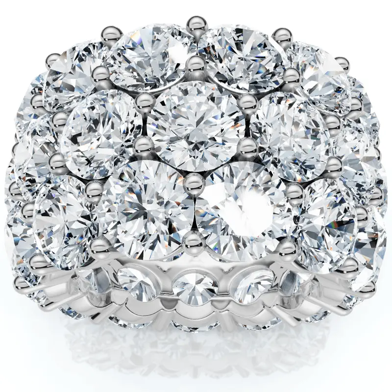 16 Ct Lab Grown Diamond 3-Row Eternity Wedding Ring In 10K White Or Yellow Gold 1