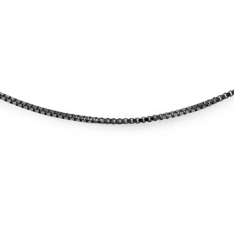 18" 14K Black Gold Italian Handmade Box Chain Necklace 1