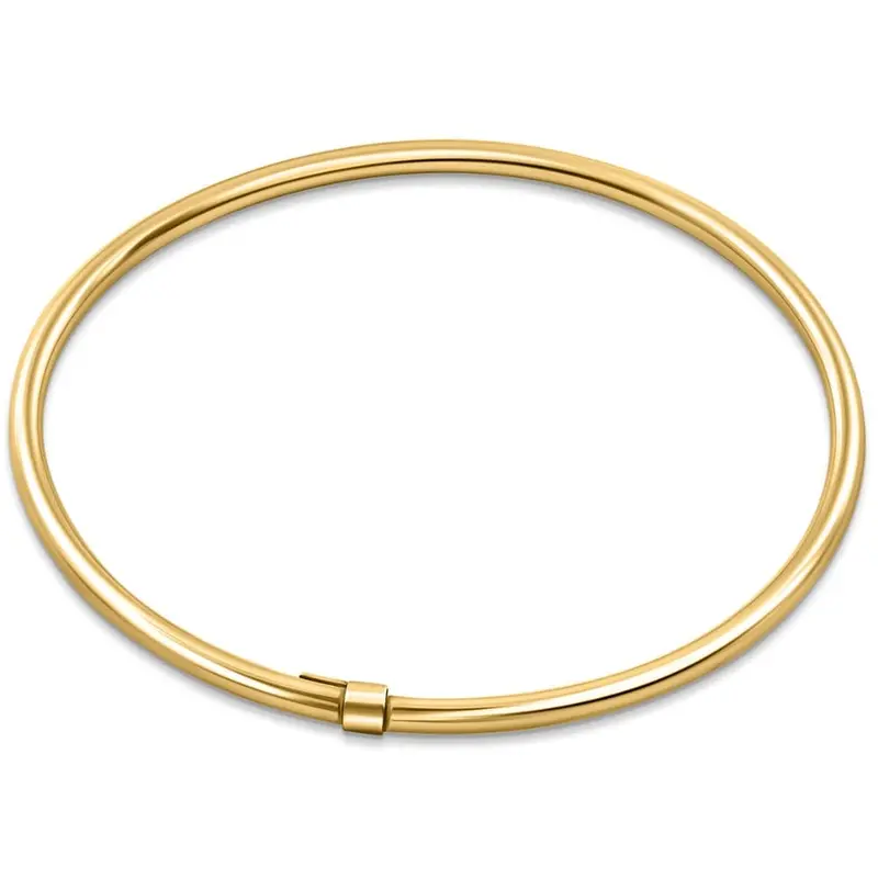 18K Gold Plated Silver Polished 3Mm Slip-On Bangle Bracelet Lightweight 1
