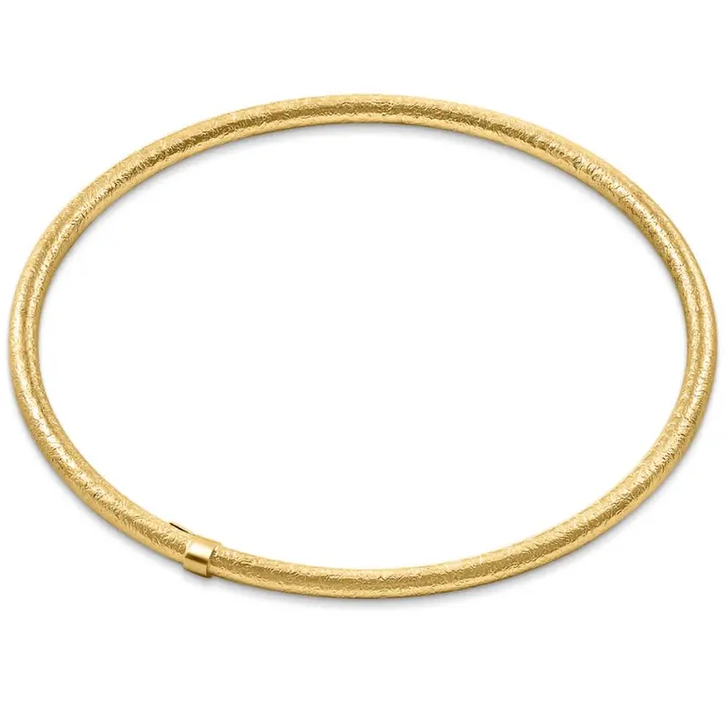 18K Gold Plated Silver Textured 3Mm Slip-On Bangle Bracelet 1