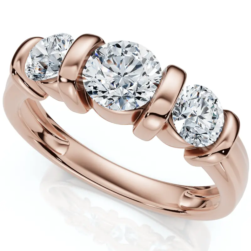 1Ct 3-Stone Bar Set Engagement Ring 10K Lab Grown 1