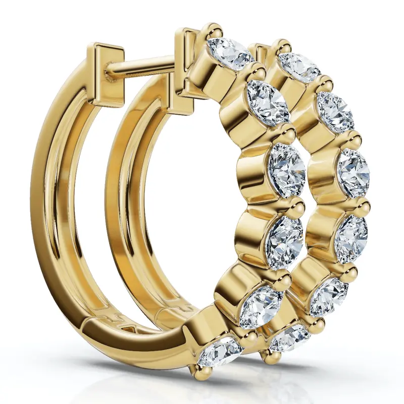 1Ct 6-Stone Diamond Hoops 10K Gold Lab Grown 1