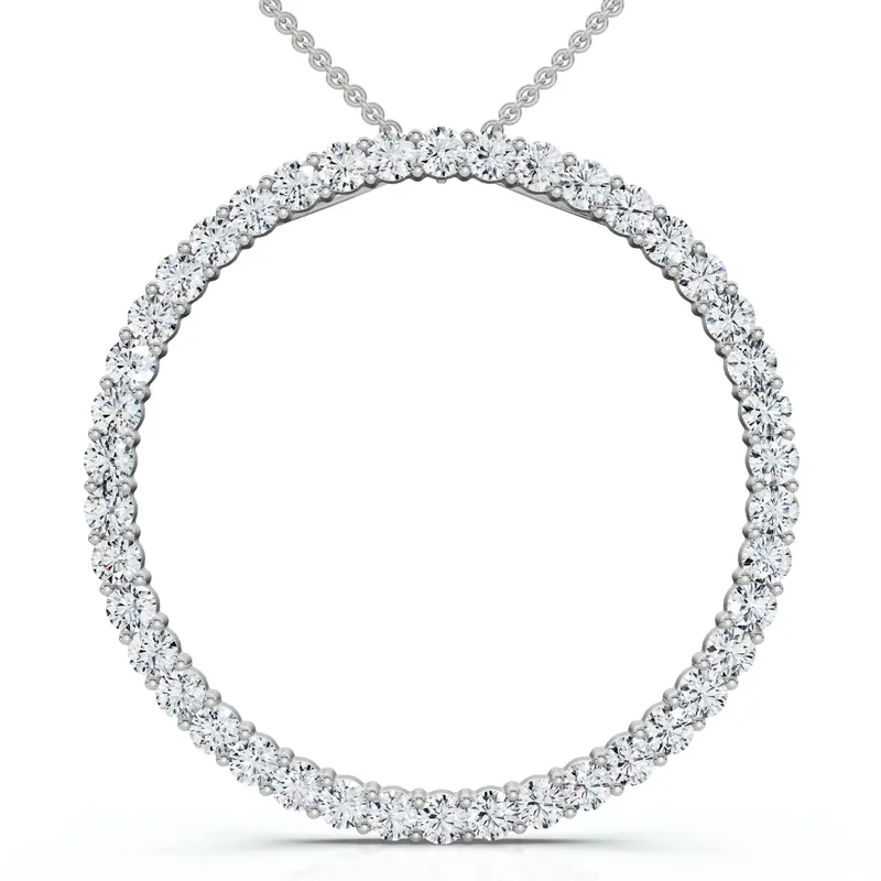 1Ct Circle Diamond Pendant White Gold Necklace Lab Grown 1
