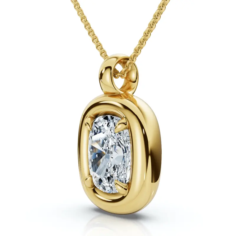 1Ct Cushion Diamond Navi Pendant 14K Gold Lab Grown 18" Necklace Size: 5/8" Tall 1