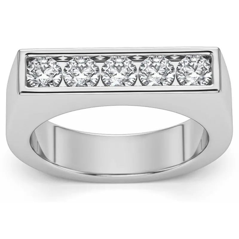 1Ct Diamond 5-Stone Men's Ring In 10K White, Yellow, Or Rose Gold 1