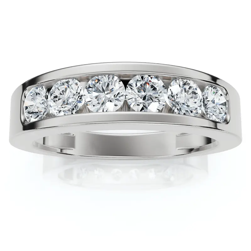 1Ct Diamond Channel Set Polished Wedding Band Mens Ring 14K White Gold Lab Grown 1