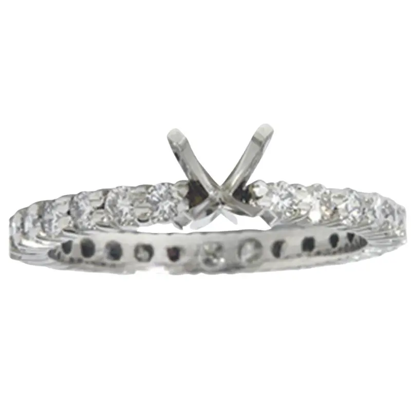 1Ct Diamond Eternity Engagement Ring 14K White Gold Setting Semi Mount Size Selectable 1